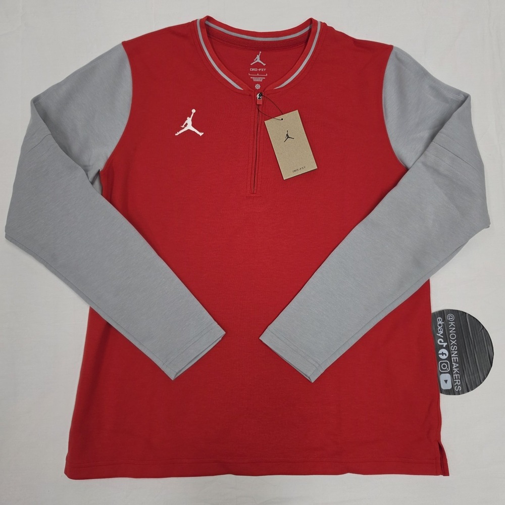 Jordan Dri-FIT Football 1/4 Zip Pullover Red FN6926-010 Women's Size Large